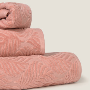 Toalla baño rizo algodón jacquard floral Claudia color rosa 100% Algodón