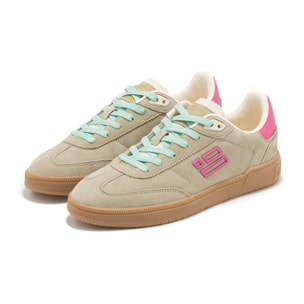Zapatillas Deportivas de Mujer de Piel Con Forro Técnico Rebel Basic Flag Verde Khaki