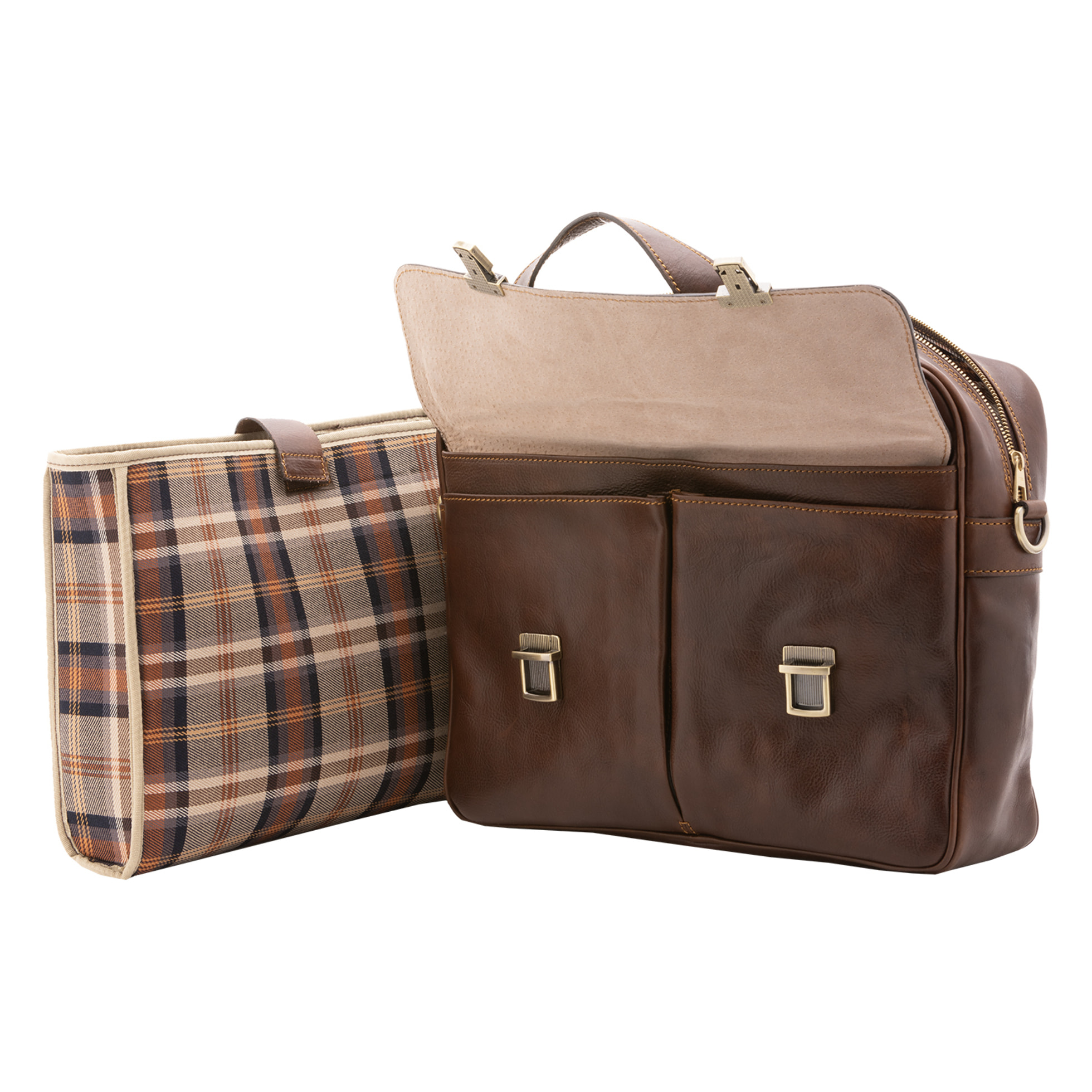 Borsa a mano  unisex In Vera pelle Made in Italy 38x36x10 cm