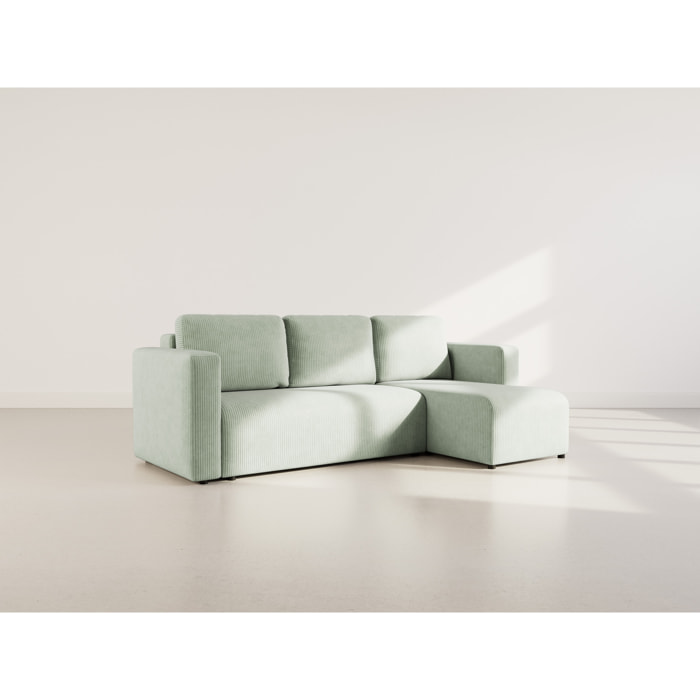 Canopy - canapé d'angle réversible 4 places convertible avec coffre en velours côtelé - Vert sauge