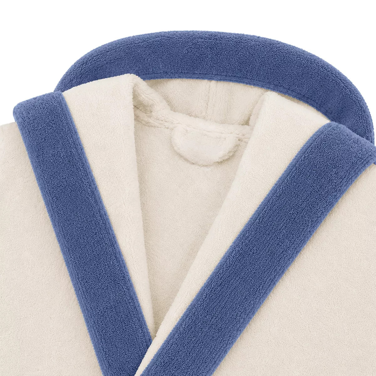 Peignoir a capuche pur coton 380 g/m² uni bleu ecru Club blanc casse