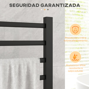Toallero Eléctrico de Pared o Suelo 150â‚¬Â¯W Calentador de Toallas de Aleación de Aluminio con Función de Temporizador y 8 Barras para Baño 53x35x90 cm Negro