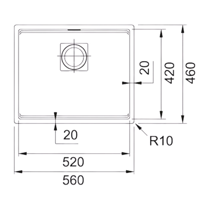 Kubus 2 évier en fragranit KNG 110-52, 56x46 cm, noir mat (125.0670.898)