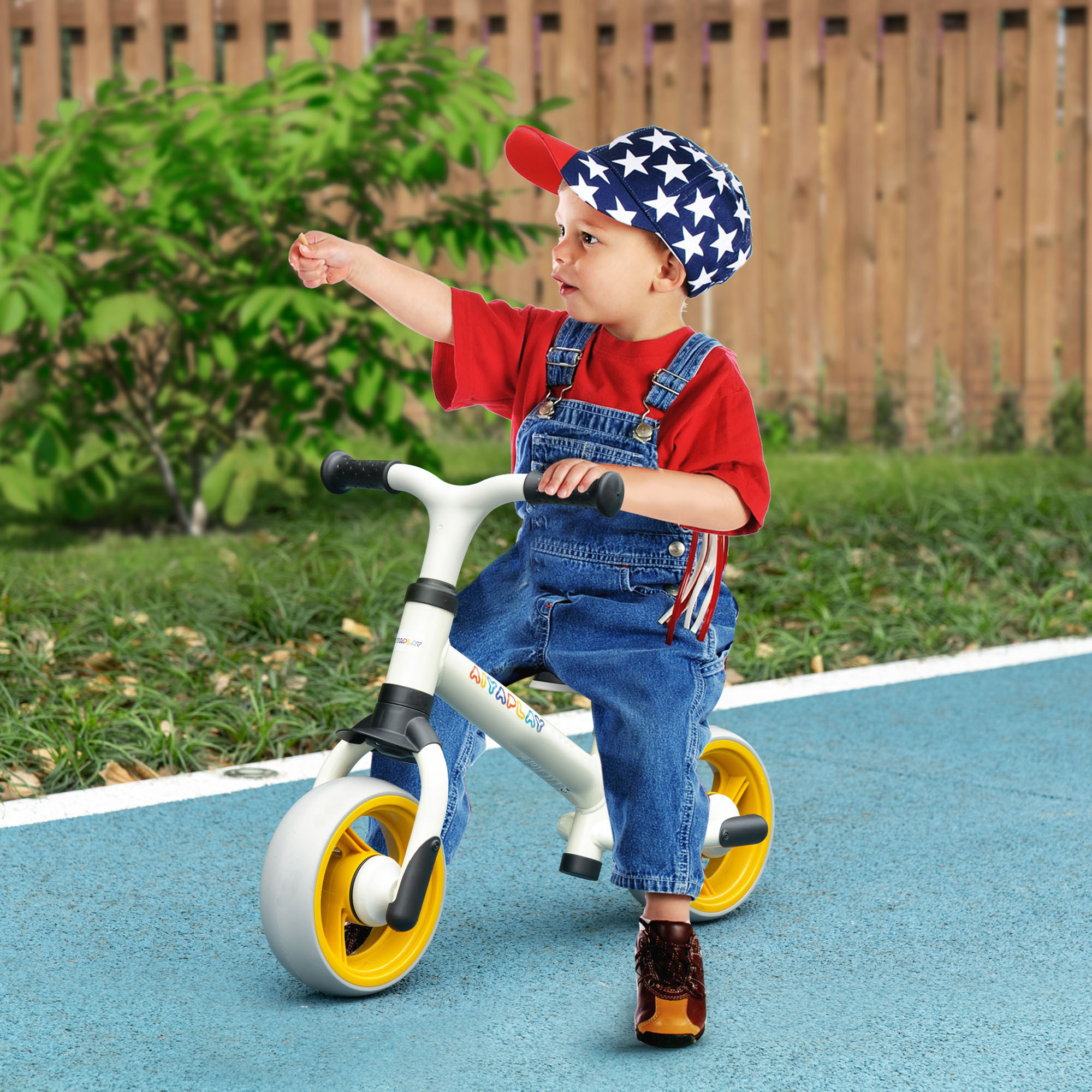 Bicicleta sin Pedales para Niños de 18-48 Meses Bicicleta de Equilibrio con Asiento Ajustable en Altura Carga 25 kg 66,5x34x47 cm Blanco y Naranja