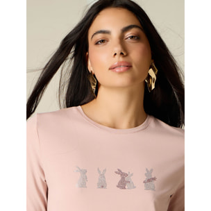 Oltre - T-shirt con micro cristalli - Rosa