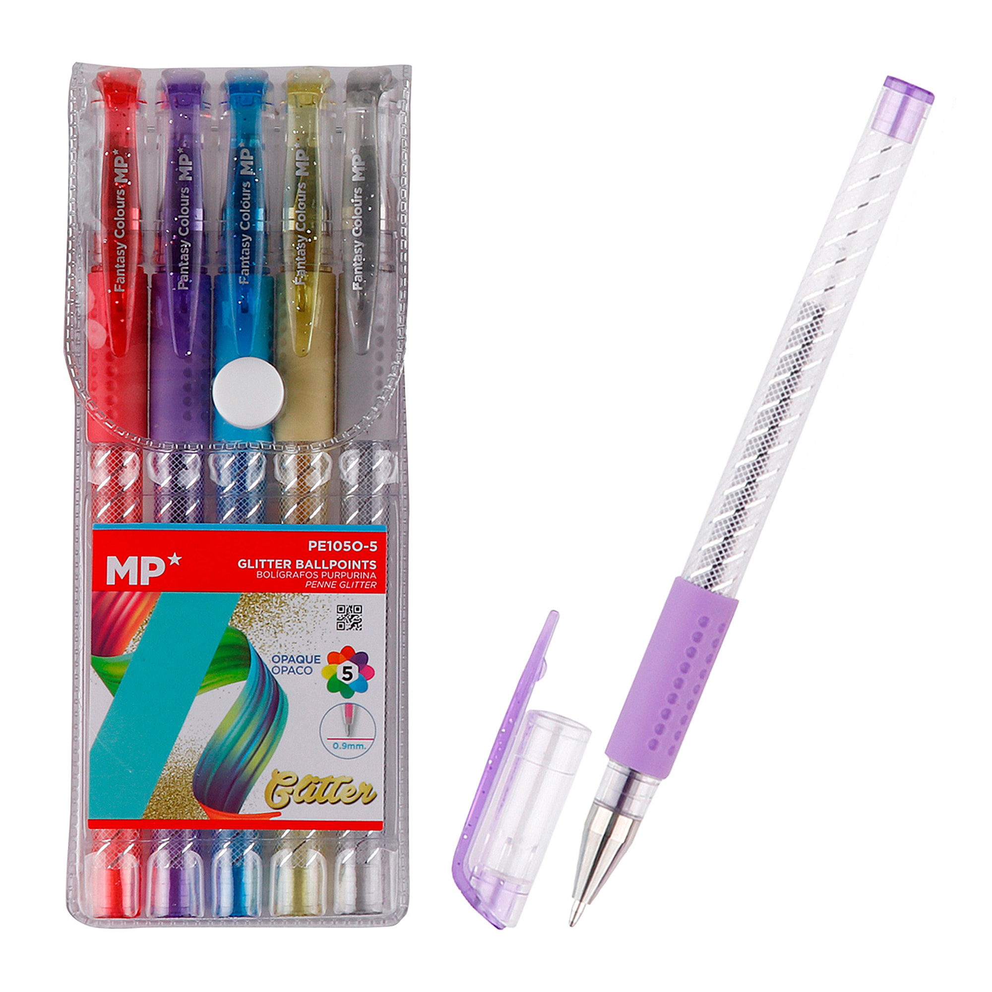 SET BOLÍGRAFOS PURPURINA 5 COLORES