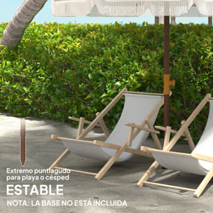 Sombrilla de Playa Grande con Flecos Ø190 cm Sombrilla de Terraza Exterior con Protección UV40+ Antiviento Impermeable Mástil de Ø32 mm y Bolsa de Transporte Verde Oliva Claro