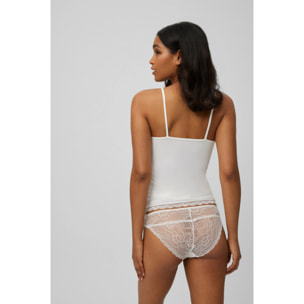Top senza spalline con dettagli in pizzo avorio
