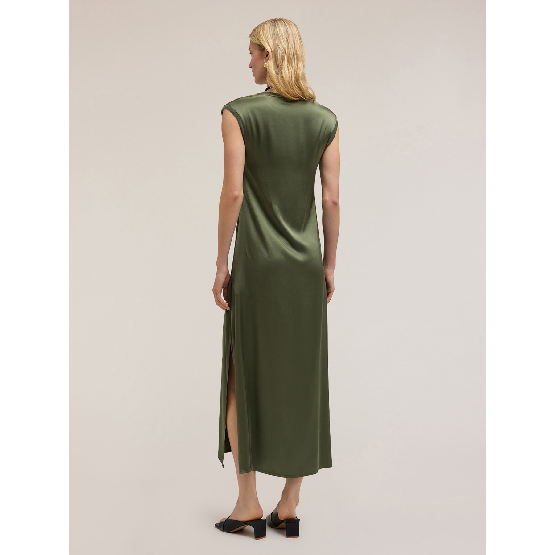 Motivi - Vestito lungo satin - Verde militare