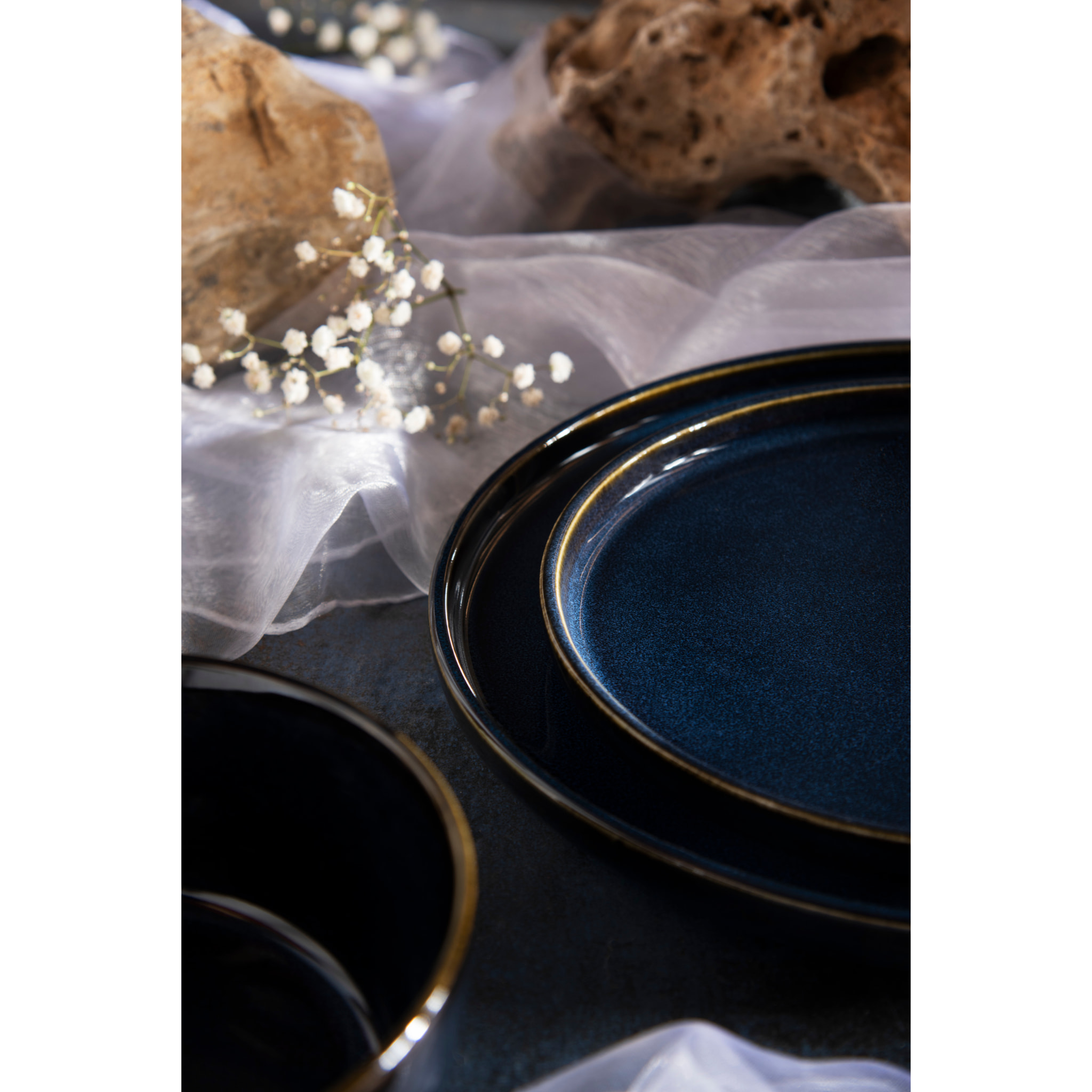 Service 12 assiettes Excelsa Nothern Blue, stoneware, bleu