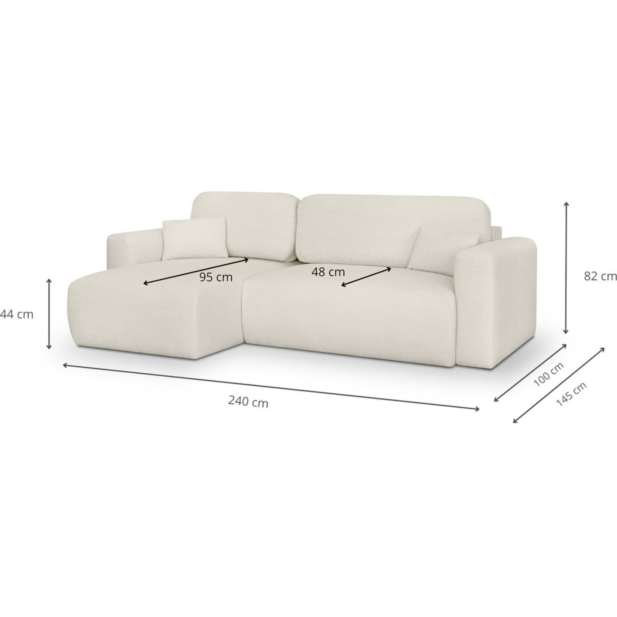 Canapé d'angle convertible 4 places en tissu - DAVIS