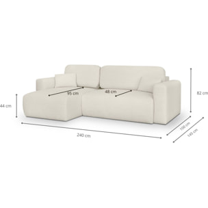 Canapé d'angle convertible 4 places en tissu - DAVIS