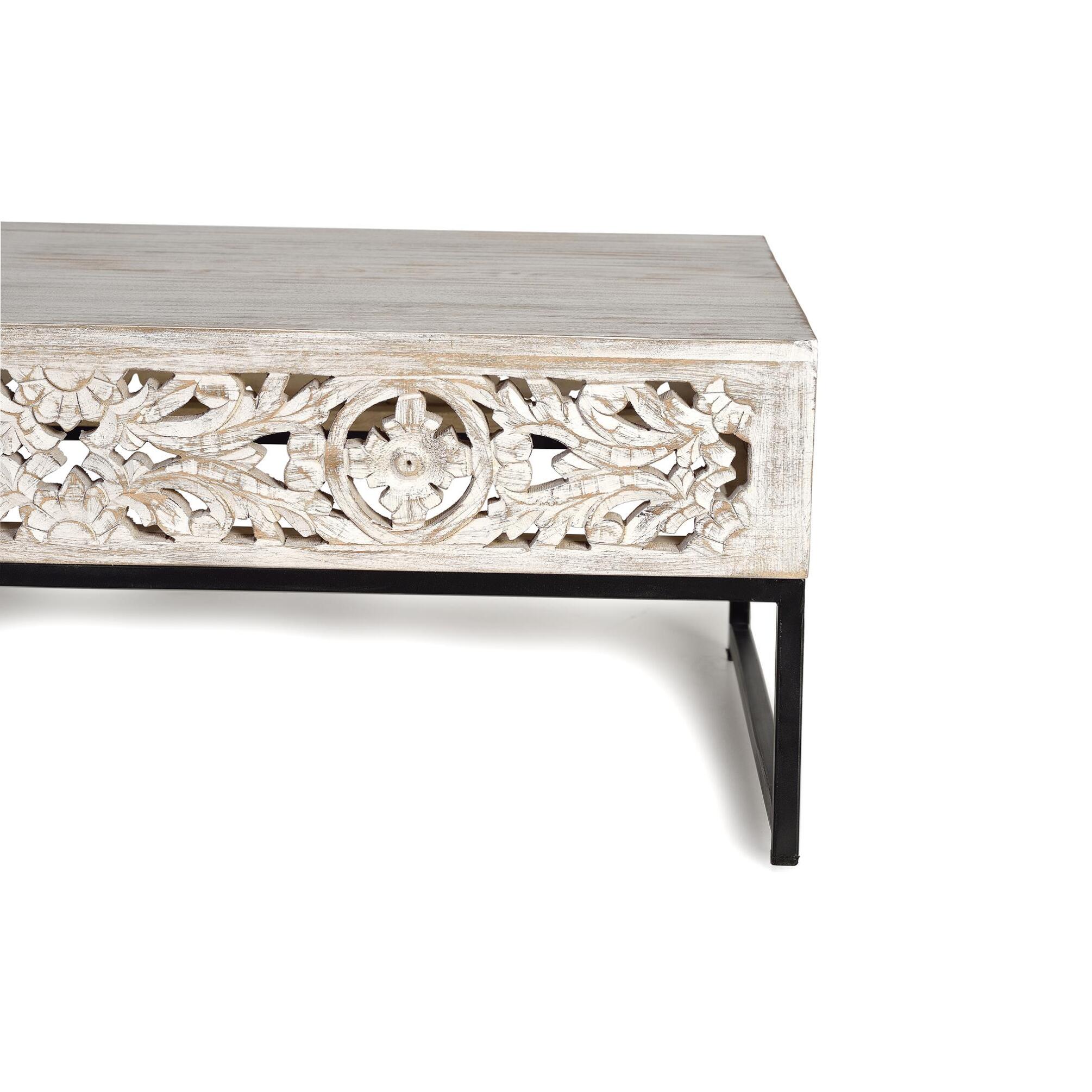 Mesa de centro - madera de mango y metal - 40x110x60cm