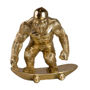 Figura Kingkong Skate Resina Dorada 21x15x21 Cm