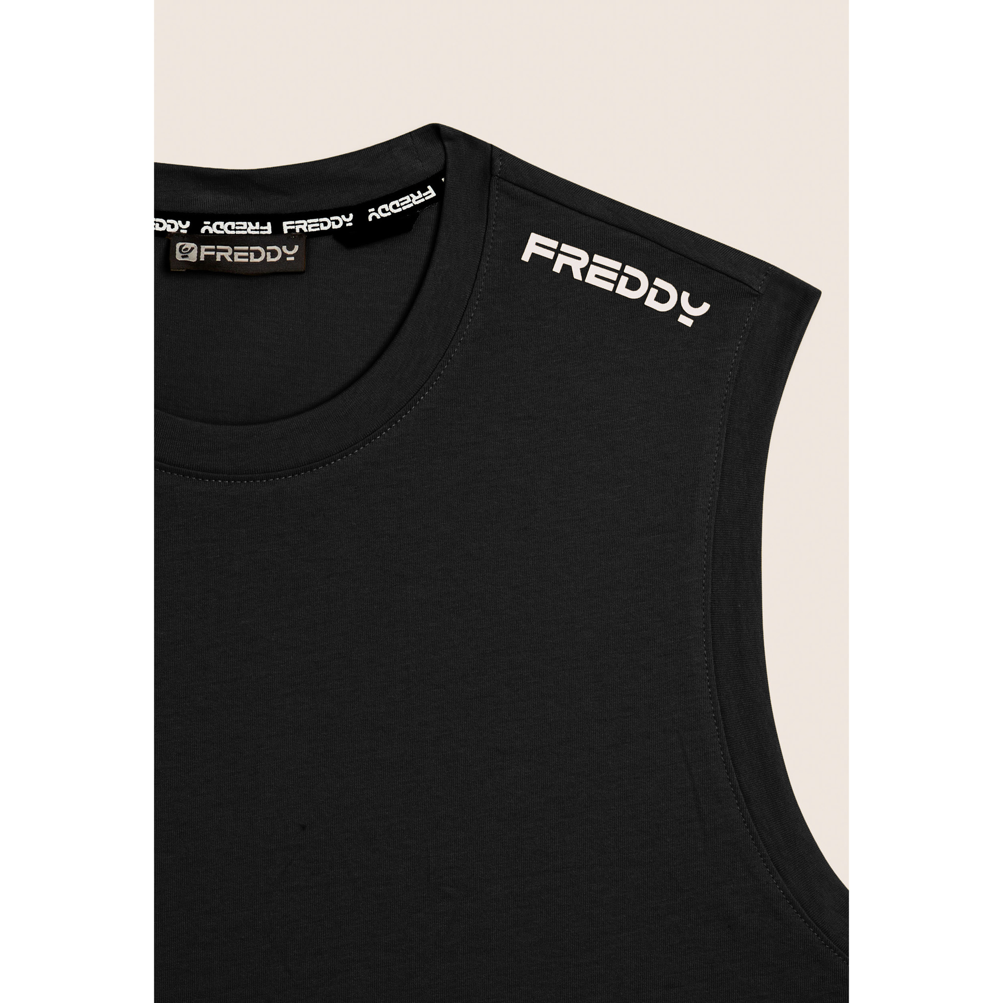 T-shirt senza maniche in jersey di cotone