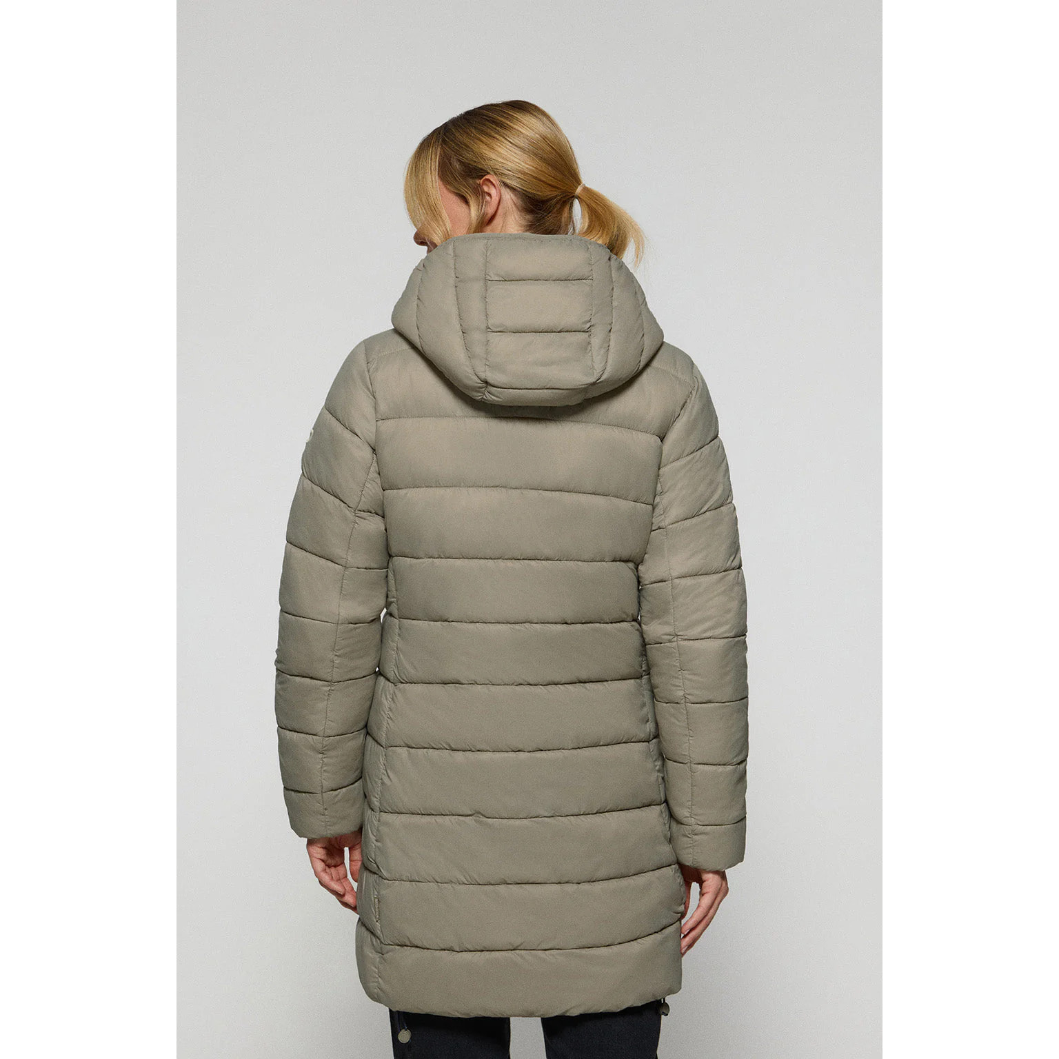 Giubbotto ultralight Cecilia grigio talpa con cappuccio rimovibile e ricamo PC