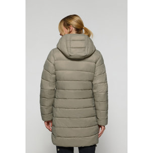 Giubbotto ultralight Cecilia grigio talpa con cappuccio rimovibile e ricamo PC