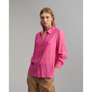 Camicia semitrasparente con tasche