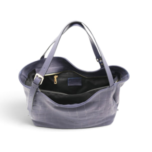 Borsa a Spalla Cheval Firenze Sarin Croc Blu Scuro