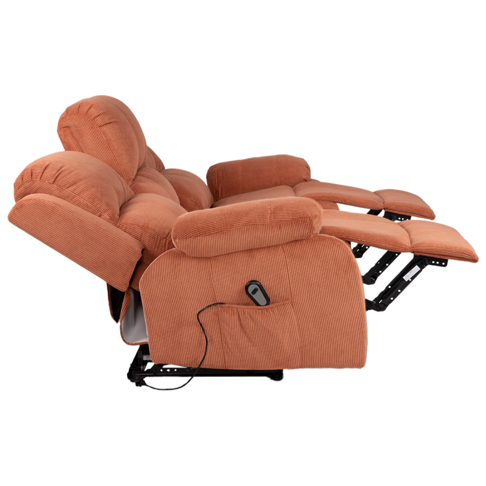 Armand - Canapé 3 places relax électrique en velours côtelé - Terracotta
