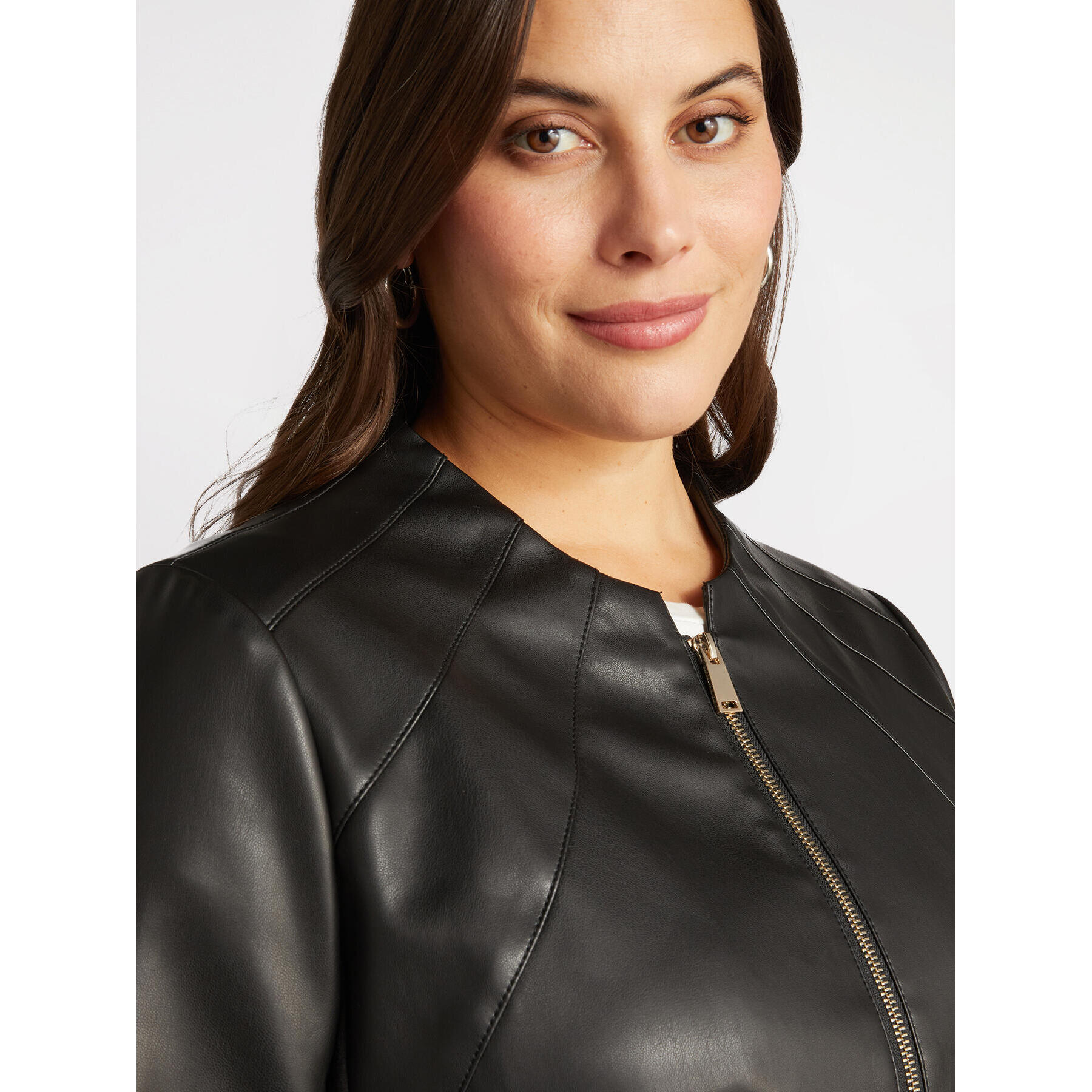 Fiorella Rubino - Chaqueta biker de tejido laminado - Negro