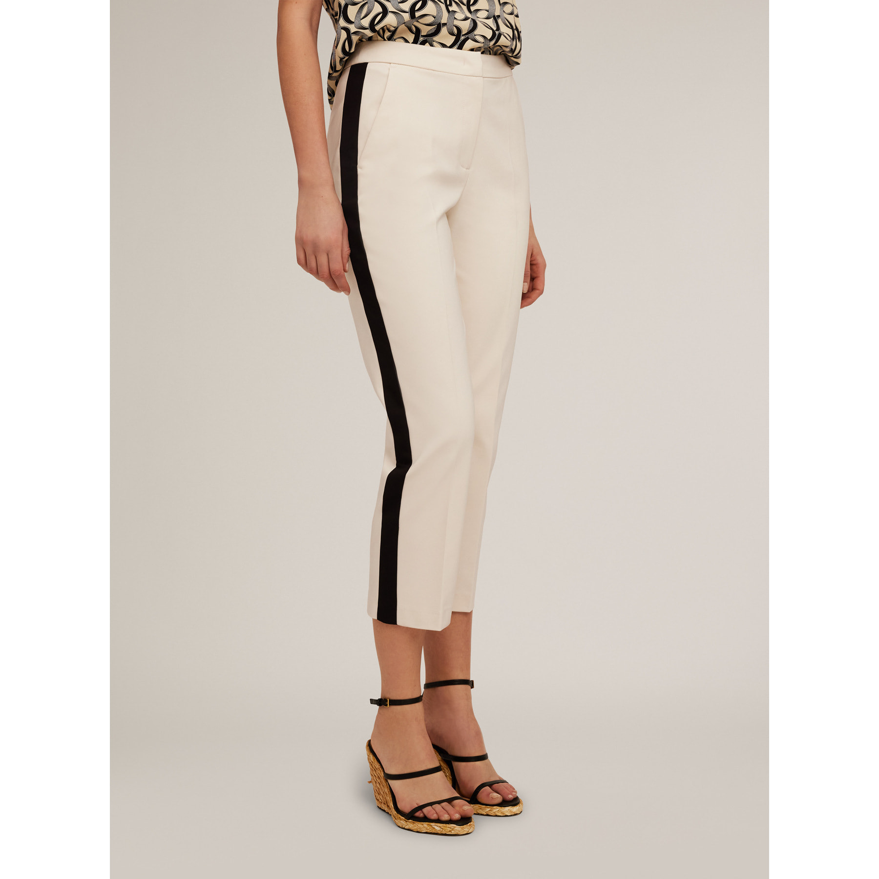 Motivi - Pantalón cropped con banda lateral - Blanco