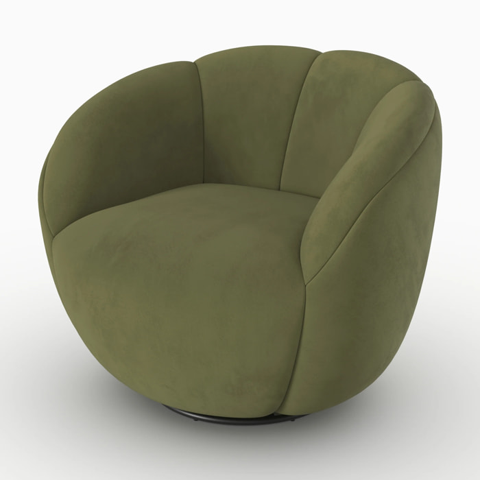 Fauteuil pivotant en velours vert - Ysé