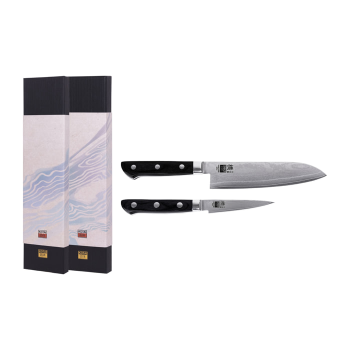 Set Hashi Damas de Base: 2 cuchillos (de pelar 9cm + santoku 18cm)