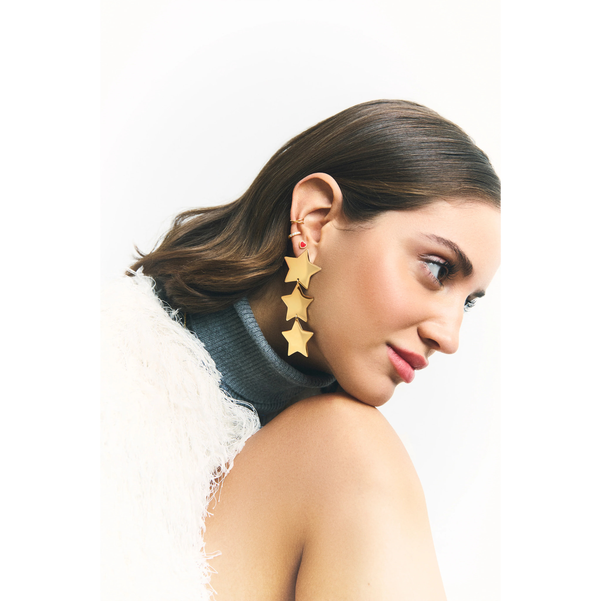 Pendientes Big Stars Acero Baño Oro