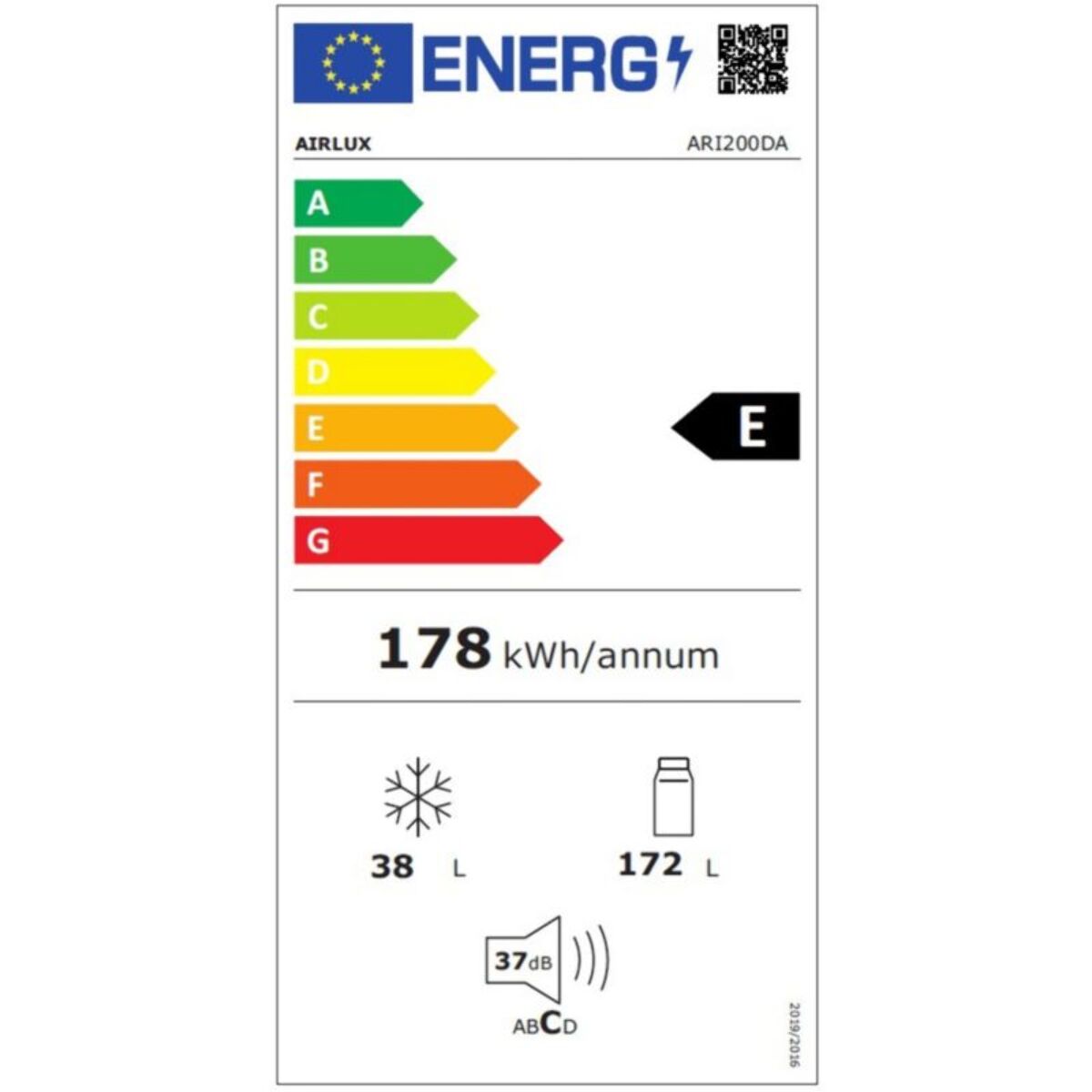Réfrigérateur 2 portes encastrable AIRLUX ARI200DA 145cm