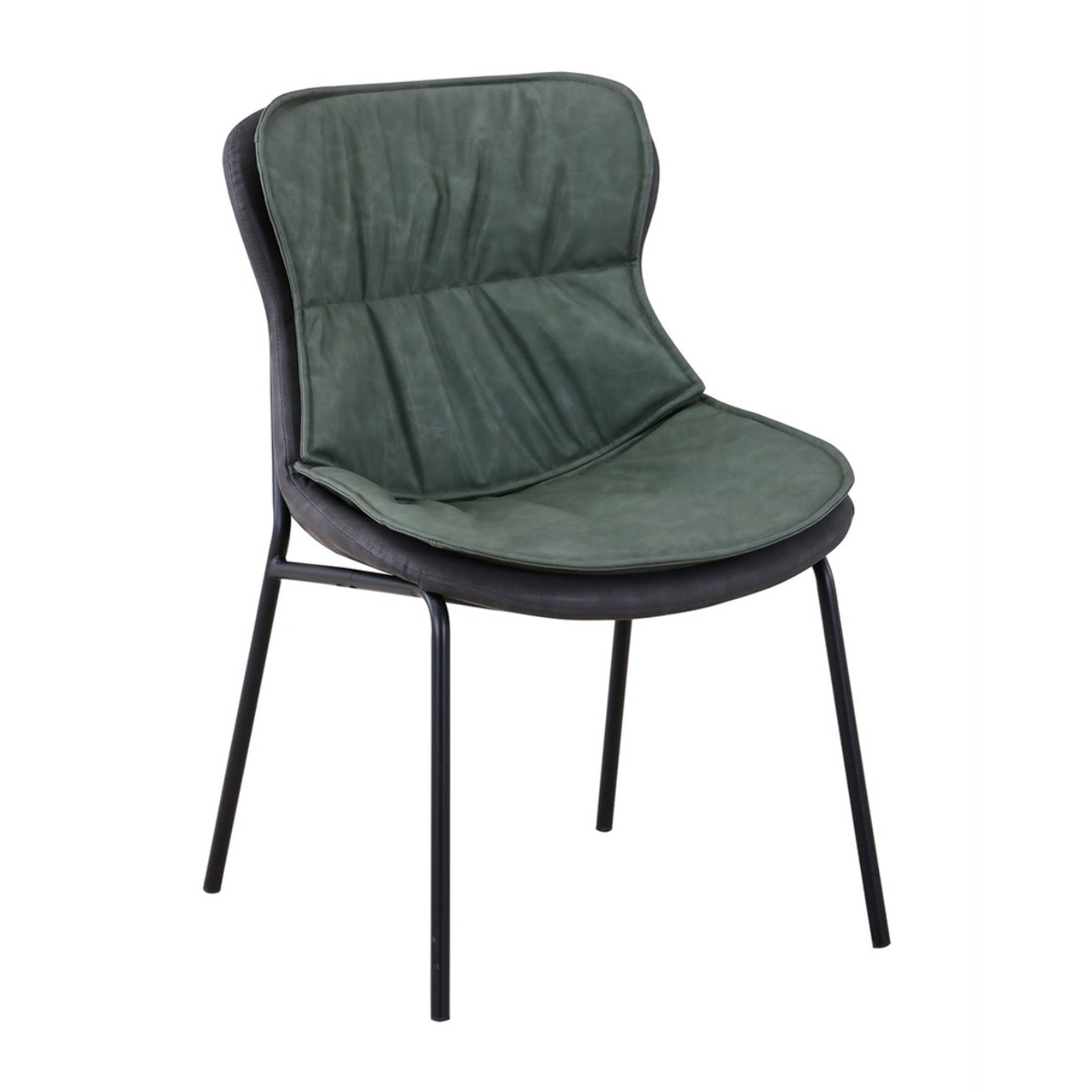 Sedia di design Brady in ecopelle verde e grigio scuro