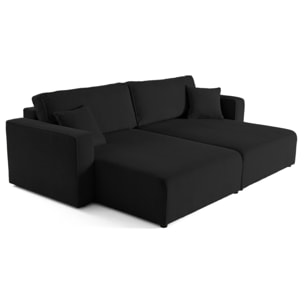 Topaze - Canapé droit 4 places avec double méridienne - assise profonde - en velours côtelé - Noir