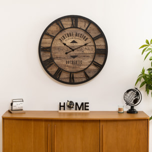 Horloge "Oscar" - noir - métal et bois D80 cm