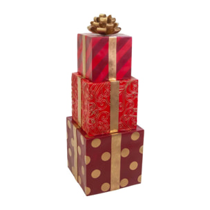 Pacco regalo in resina trio oro e rosso cm47x47h129