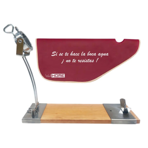 jamonero iberia luxe cabezal giratorio, en madera y acero inoxidable + funda para jamón 'tiberic' burdeos