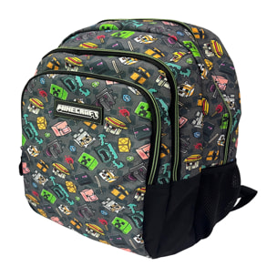 Minecraft Pixel 25 Mochila Primaria con doble compartimento adaptable a carro.
