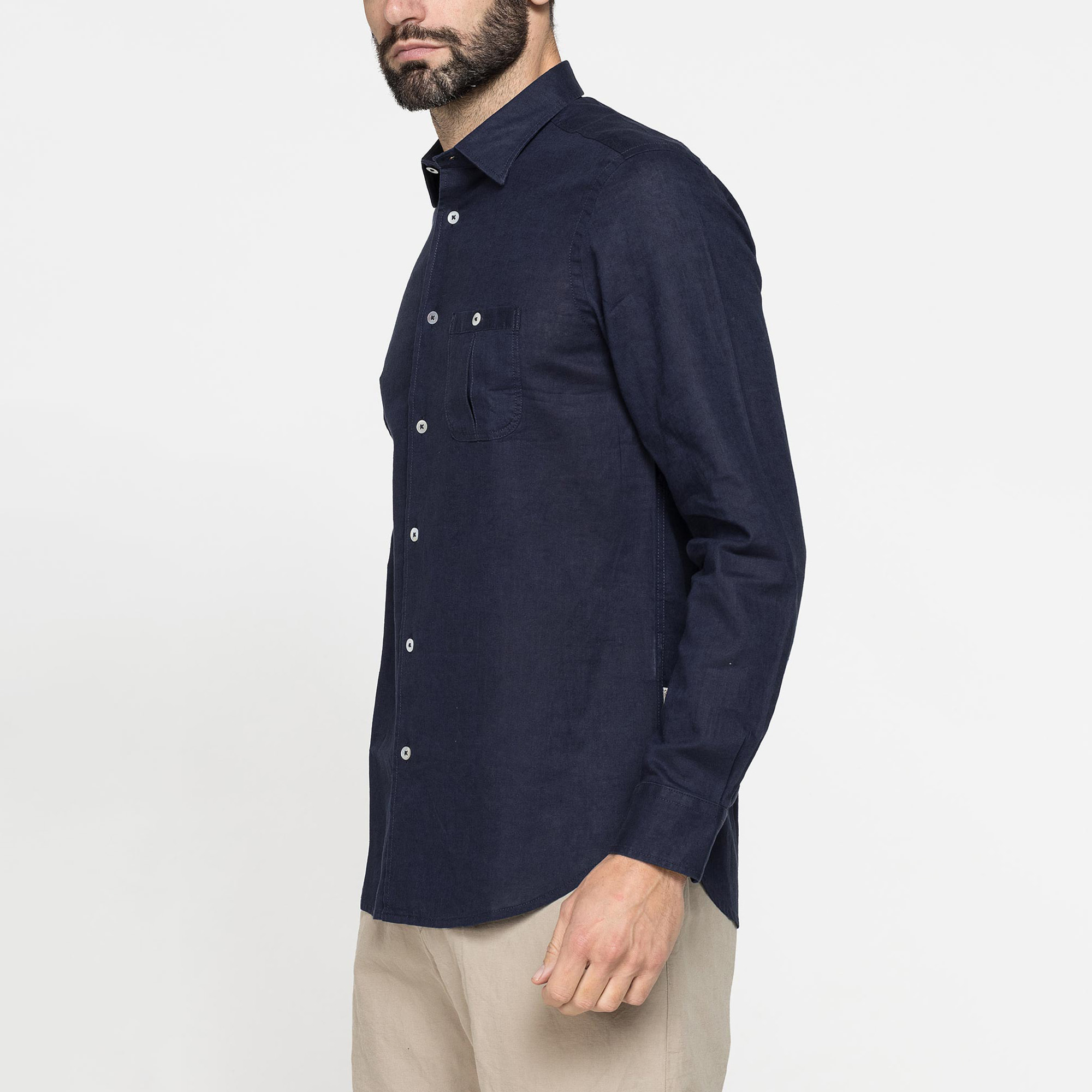 CAMICIA MISTO LINO COTONE IN COLORE TINTA UNITA
