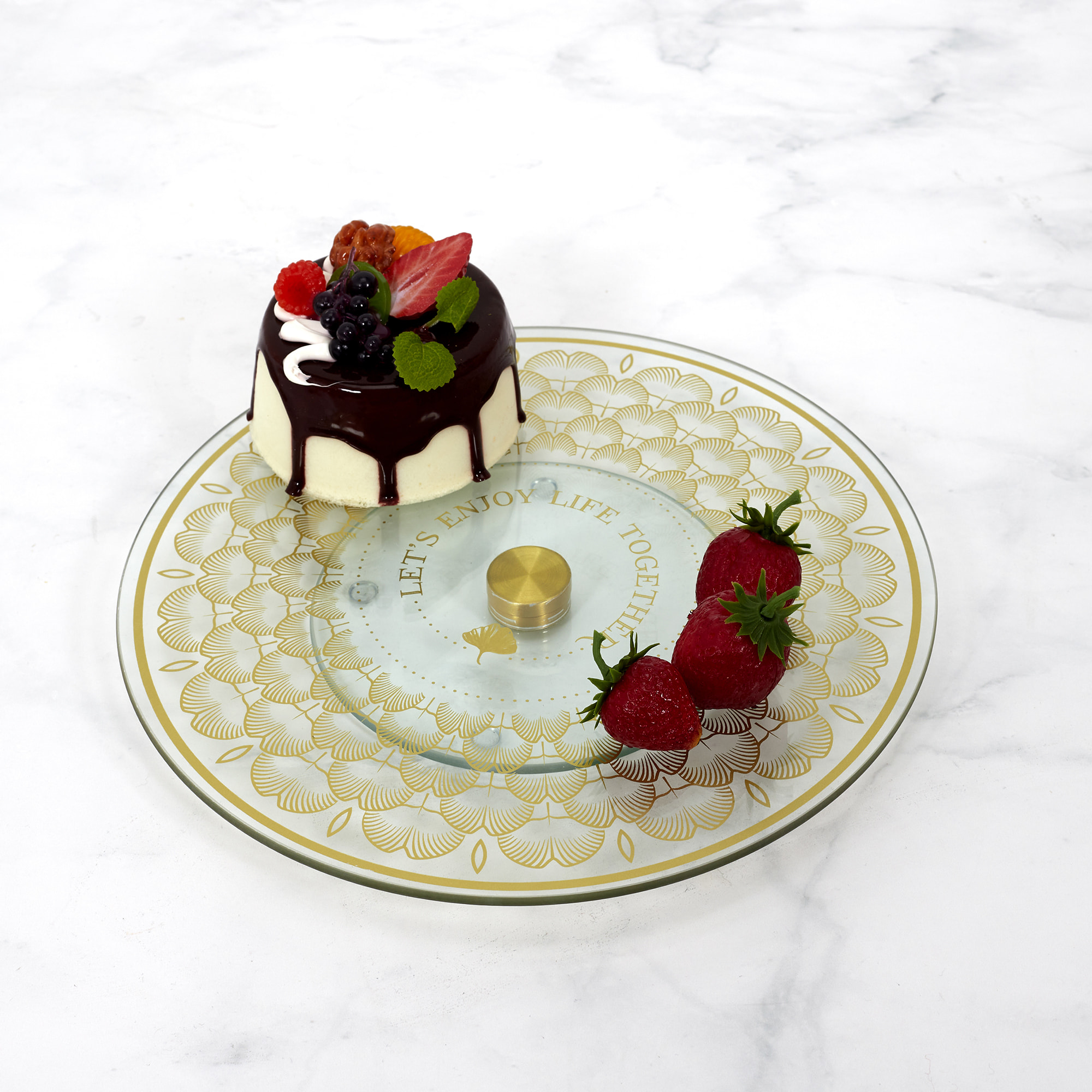 Plateau Tournant En Verre Ginkgo 28cm