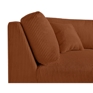 Garance - module d'assise d'angle réversible - en velours côtelé - Terracotta