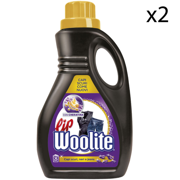 2x Woolite Lip Detersivo Liquido Capi Scuri per Lavatrice - Flacone da 1500ml 25 Lavaggi