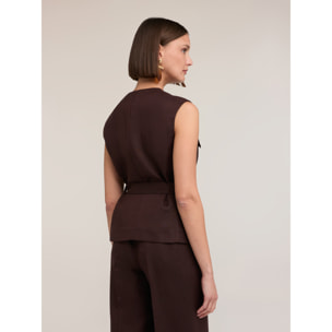 Motivi - Gilet sahariana misto lino lyocell - Marrone