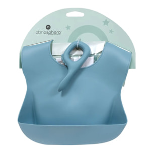 Set bavoir et cuillère Yum silicone bleu