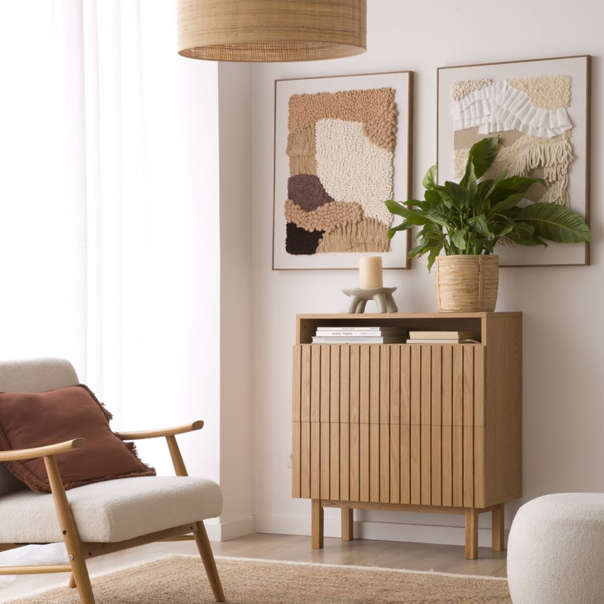 Meuble à chaussures Haiku -tableau en tôle naturelle-couleur chêne naturel 79 x 92 x 36 cm