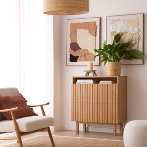 Meuble à chaussures Haiku -tableau en tôle naturelle-couleur chêne naturel 79 x 92 x 36 cm