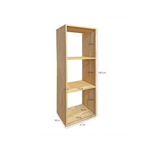 Etagère 3 cases cubes rangement 137 x 47 cm bois de teck massif - ROMA