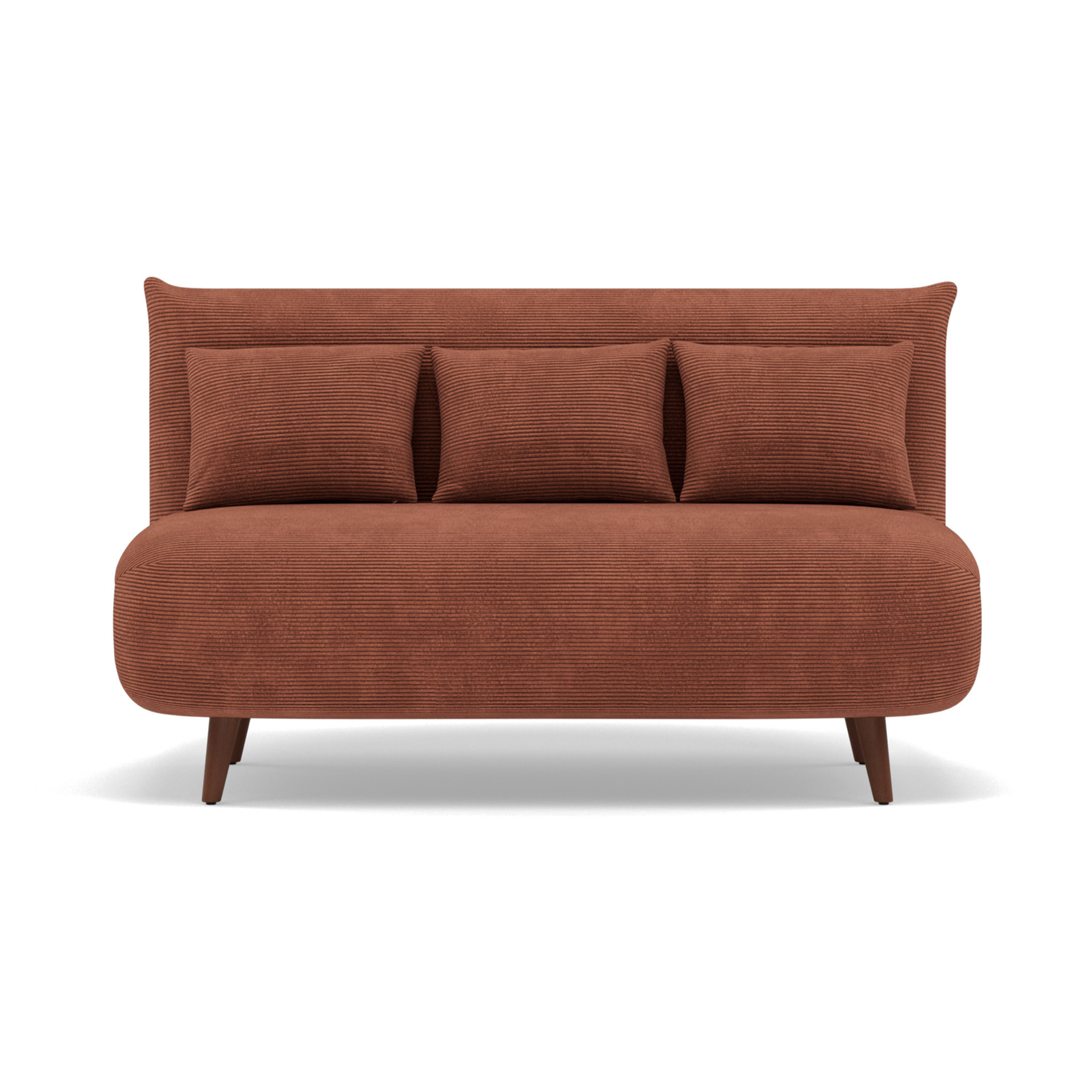 Lumi - Banquette convertible clic-clac 2 places en velours côtelé - Terracotta
