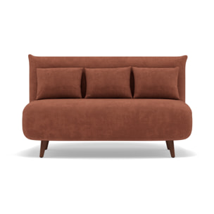 Lumi - Banquette convertible clic-clac 2 places en velours côtelé - Terracotta