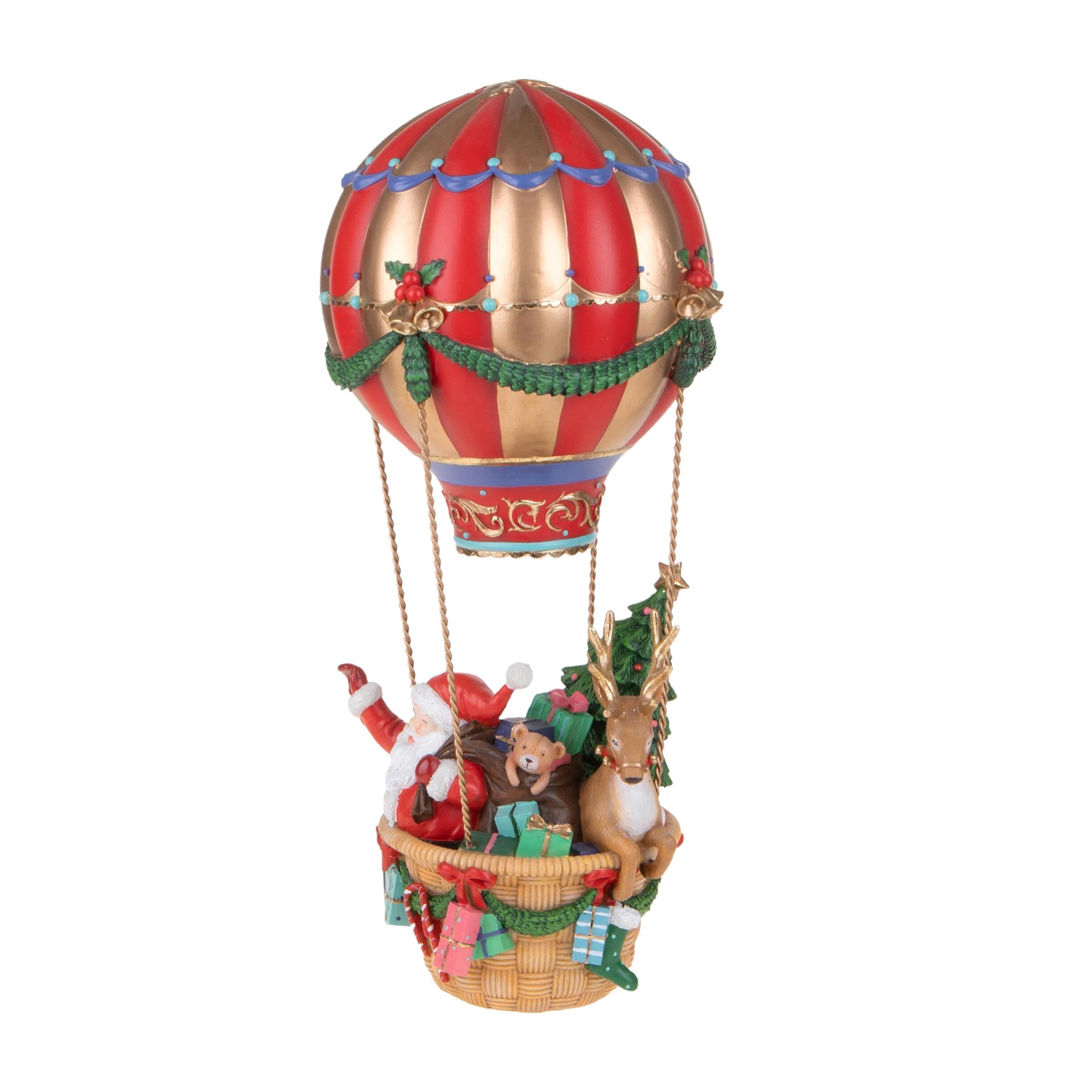 Babbo Natale su Mongolfiera - Pezzi 1 - Colore Rosso - 18,8x42,5Hx18,8cm - Bianchi Dino