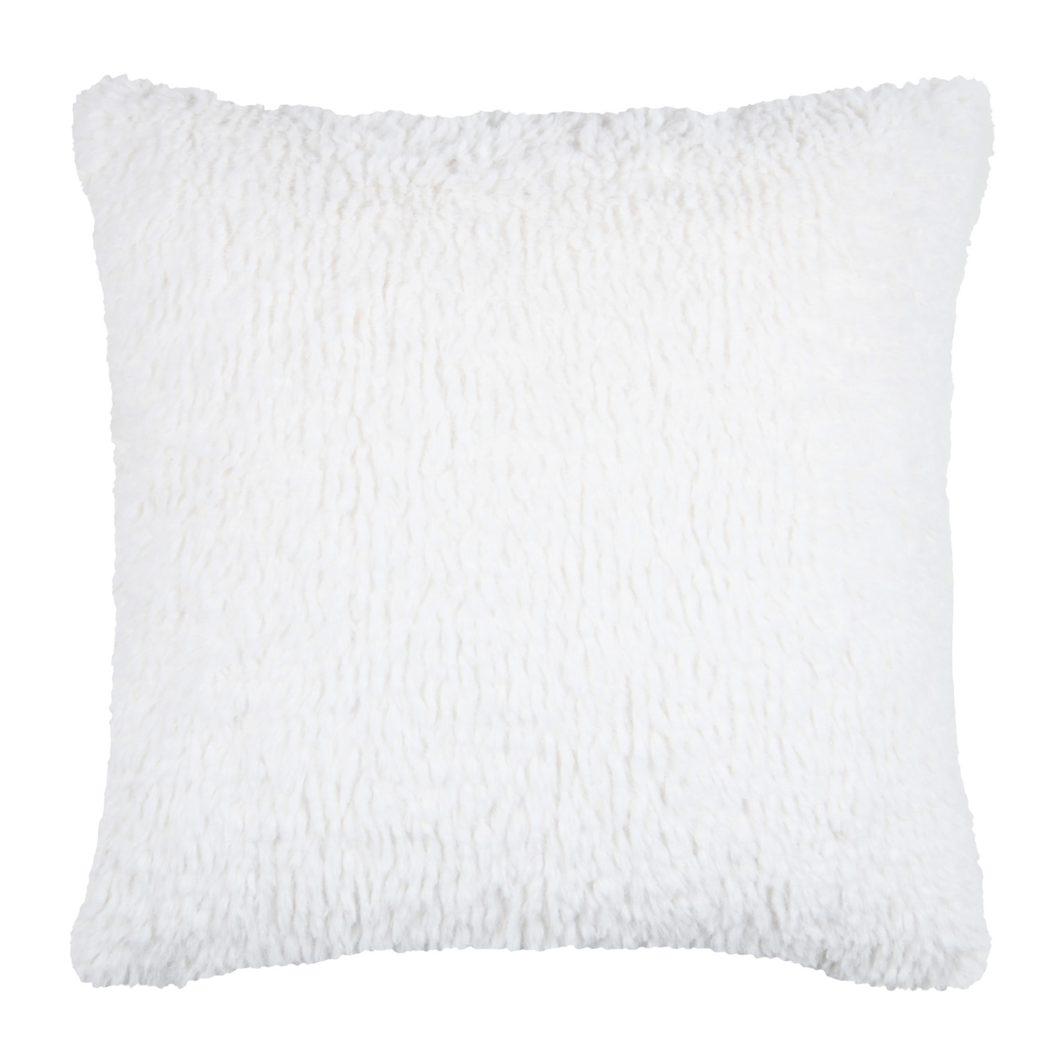 Coussin carré imitation fourrure avec recto velours - Blanc