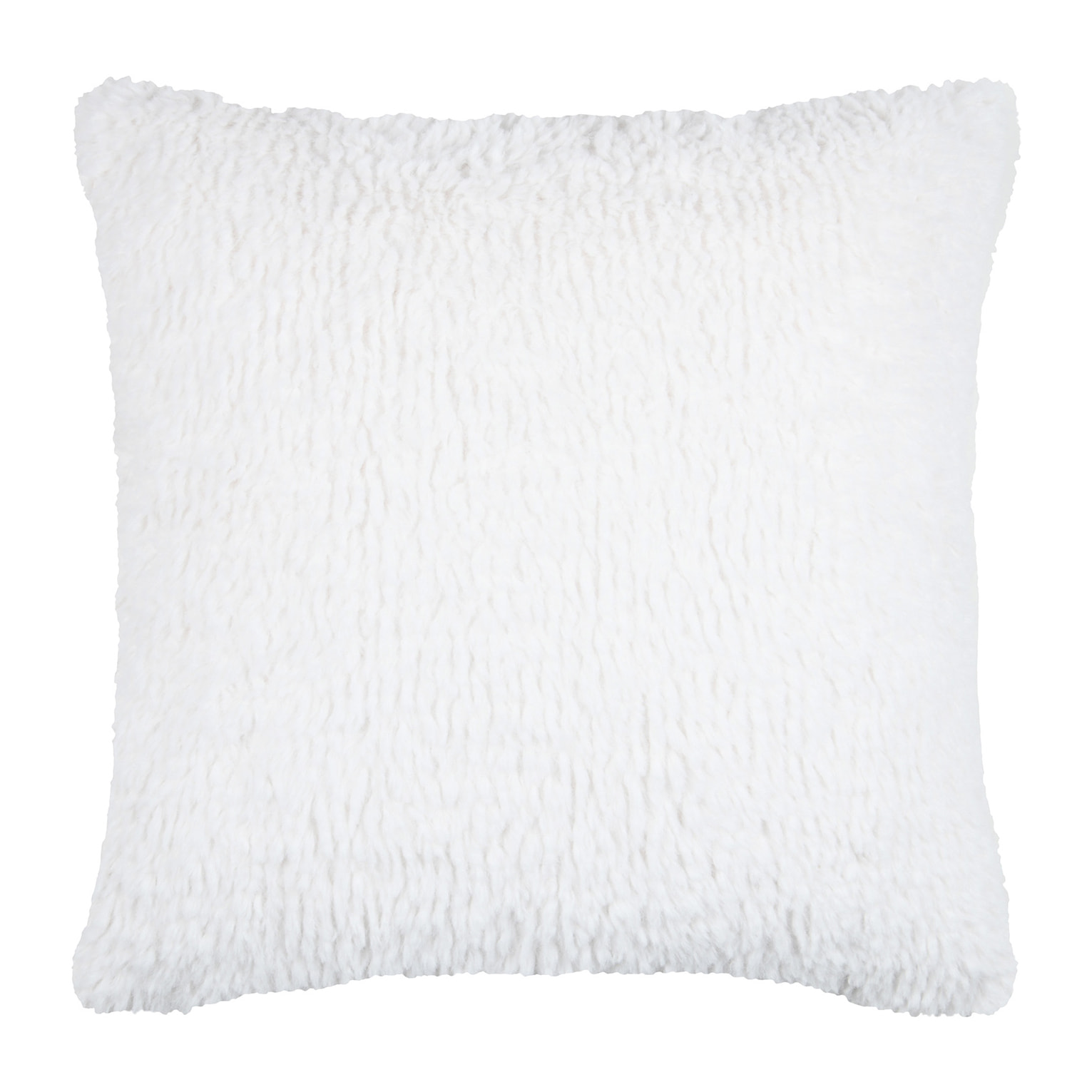 Coussin carré fausse fourrure avec recto velours - Blanc